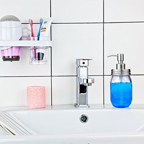 Novia Marcus 2 Pack Mason Jar Soap Dispenser Lids Rust Proof Stainless Steel Soap and Lotion Dispenser Lids for Bathroom or Kitchen (Silver)