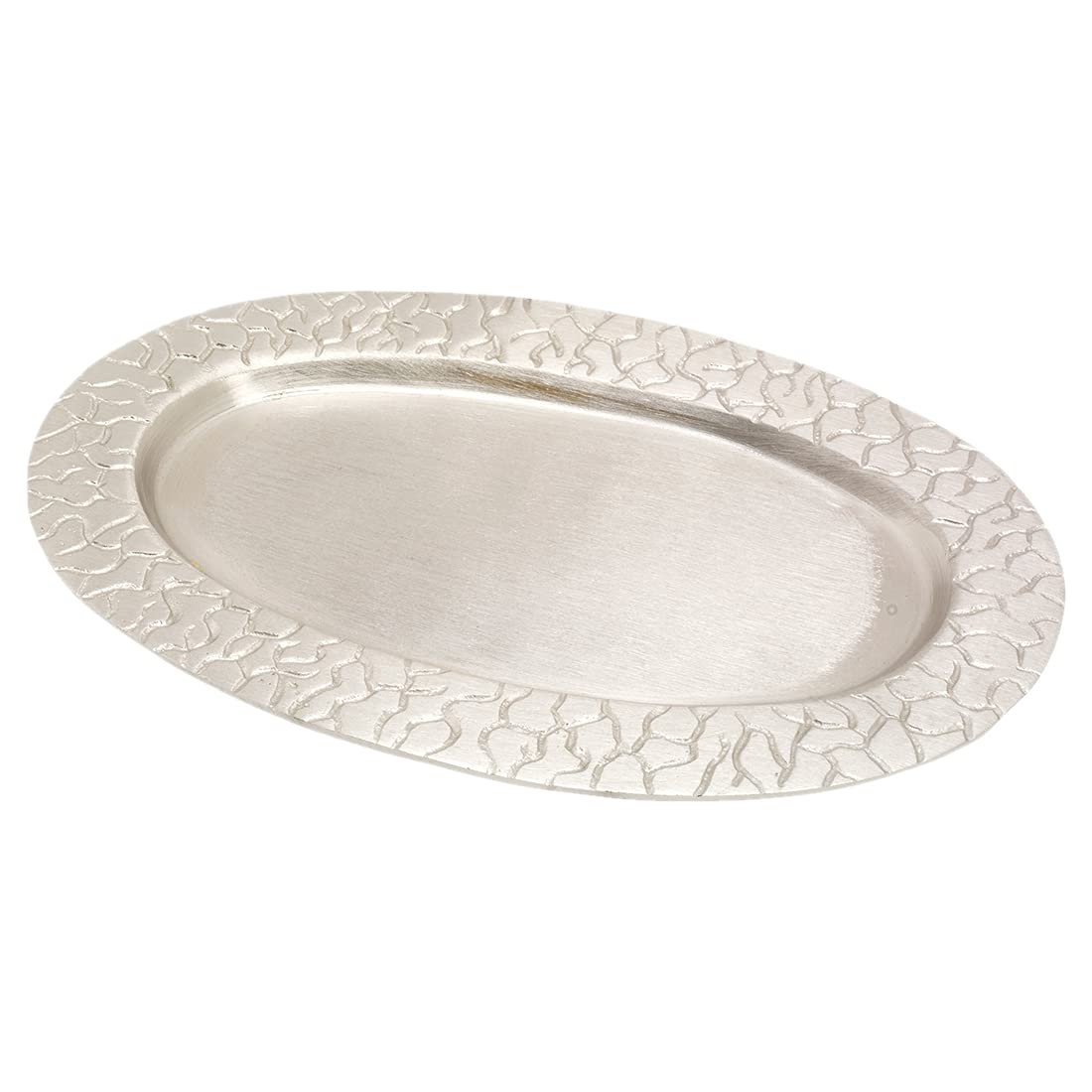 NKlaus candle plate oval 14x8cm inside brass nickel plated table decoration coaster 10602