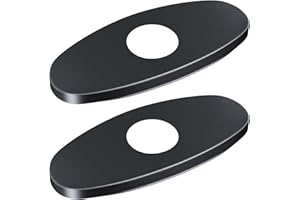 MAYYAYA 2 pc Faucet Plate, Faucet Hole Cover, Deck Plate Escutcheon for Kitchen Faucet- Sink Hole Cover, Plumbing Cover Plates, 5.5" Deck Plate for Pull Down Faucet: Stainless Steel (Mate Black)