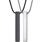 vicima Stainless Steel Bar Pendant Necklace for Men and Women 24 Inch Snake Chain