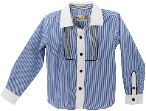 Coral Forest Little Boys' Cotton Stripe Printed Oxford Button-Down Bib Shirt Size 4