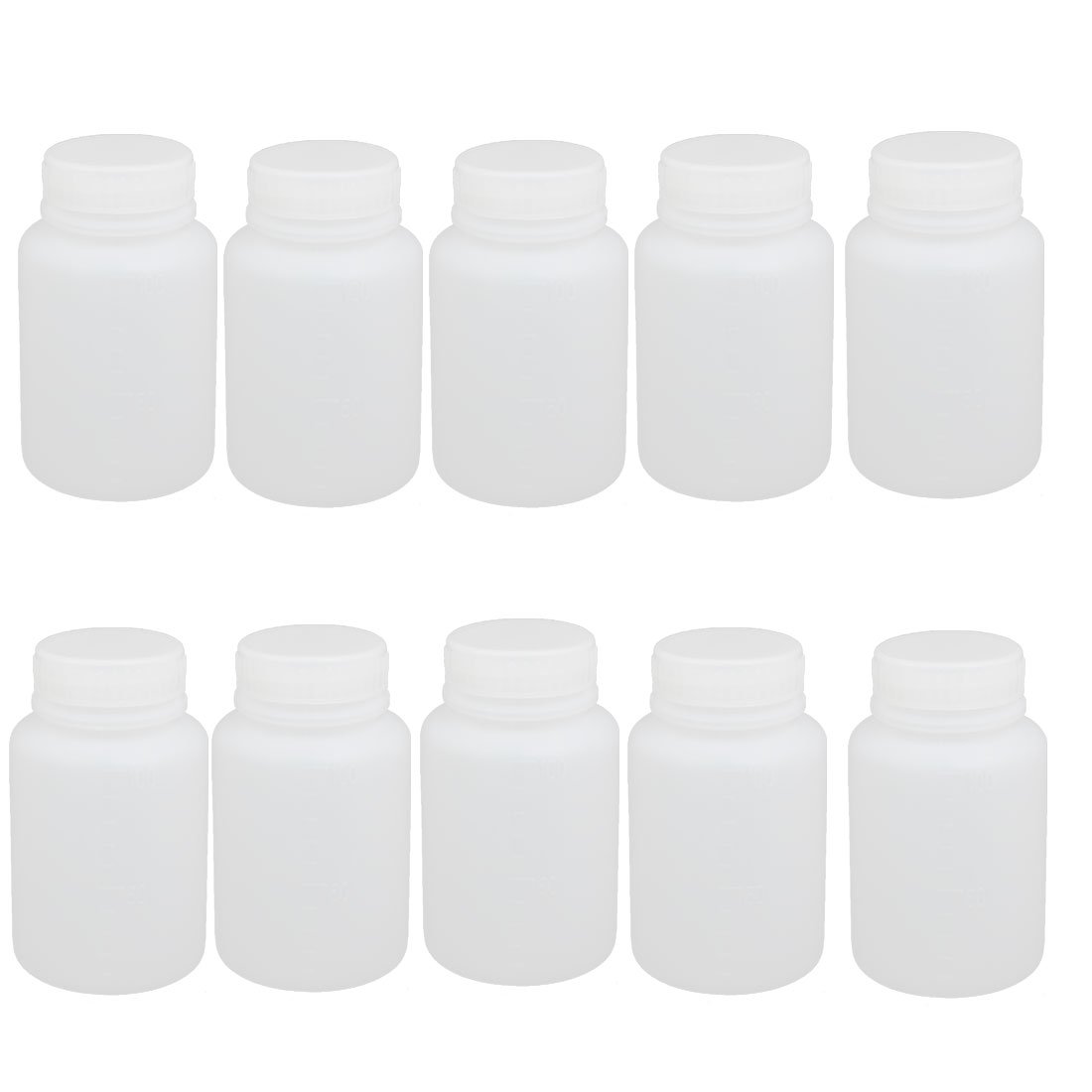 sourcing map 100ml 28mm Dia Wide Mouth HDPE Plastic Round Graduated Bottle White 10pcs