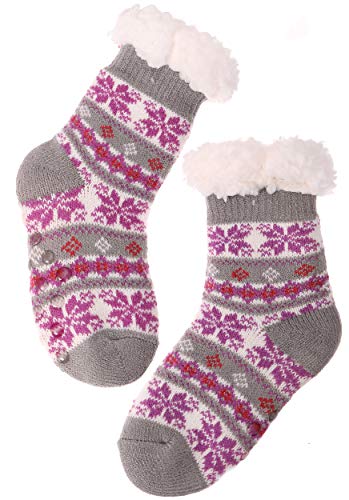 MOGGEI Girls Slipper Fuzzy Socks Kids Boys Fluffy Fleece Lined Warm Plush Sherpa Winter Child Home Socks
