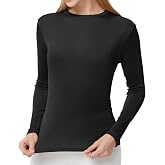 Women's Mulberry Silk Thermal Shirts Underwear Long Sleeve Crew Neck Tops Silk Base Layer Undershirts Pullover Blouse