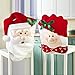 GIM Christmas Decor Kitchen Chair Slip Covers Red Adorable Featuring Mr & Mrs Santa Claus for Holiday Party Festival Halloween Kitchen Dining Room Chairs (Set of 2)