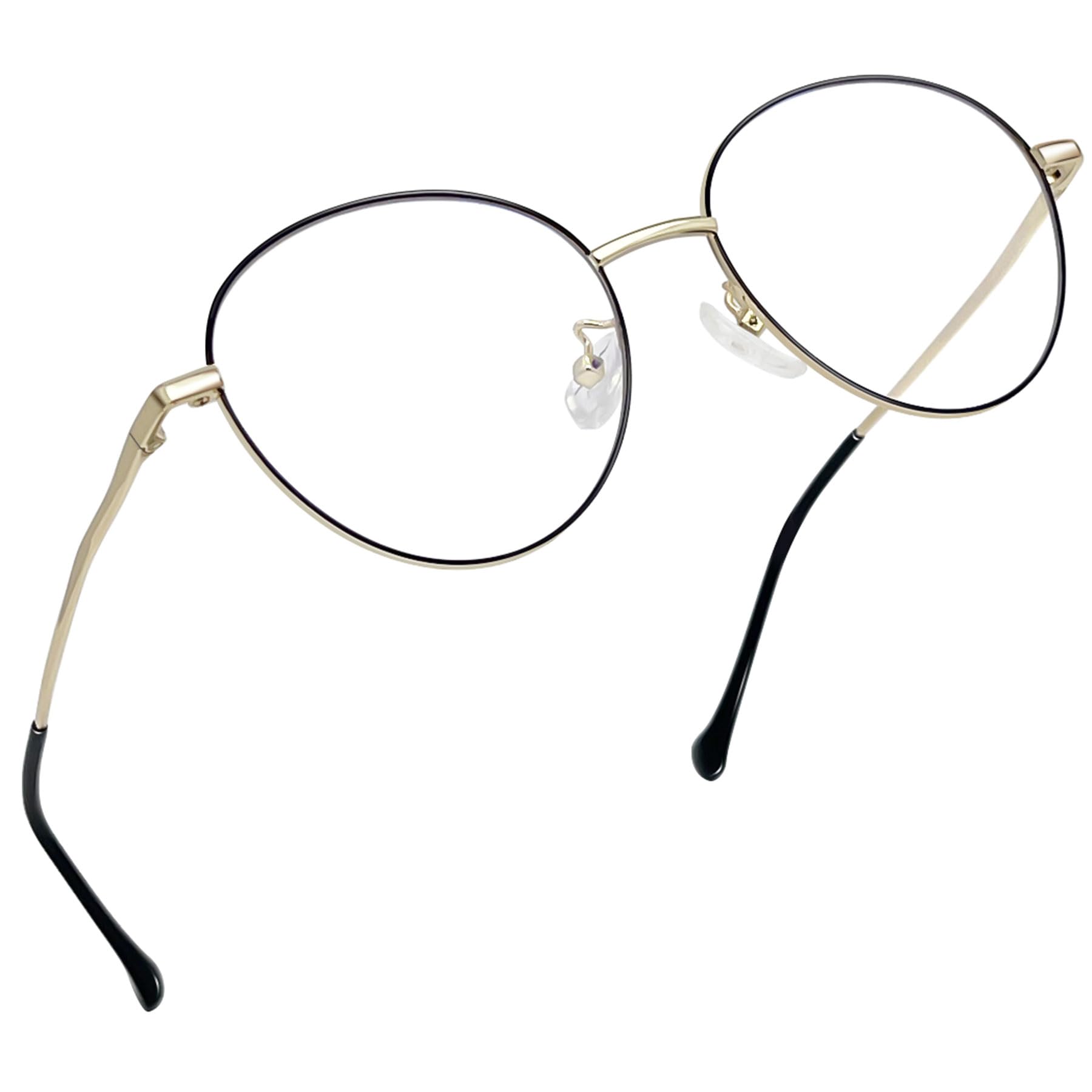 Joopin Clear Blue Light Blocking Glasses Gaming Blue Light Filter Computer Glasses Women Men with Lightweight Vintage Round Metal Frame (Gold)