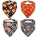 KZHAREEN 4 PCS/Pack Halloween Dog Bandana Pumpkin Reversible Triangle Bibs Scarf Accessories for Dogs Cats Pets Large