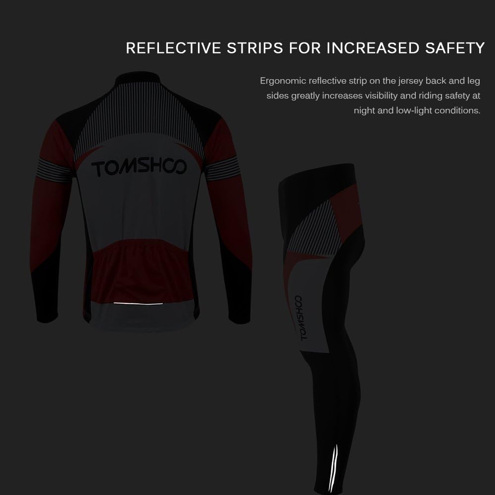 TOMSHOO Men's Cycling Jersey Suit Long Sleeve Mountain Bike Road Clothing Set, 3D Padded Hip Protection Bicycle Jersey : Clothing