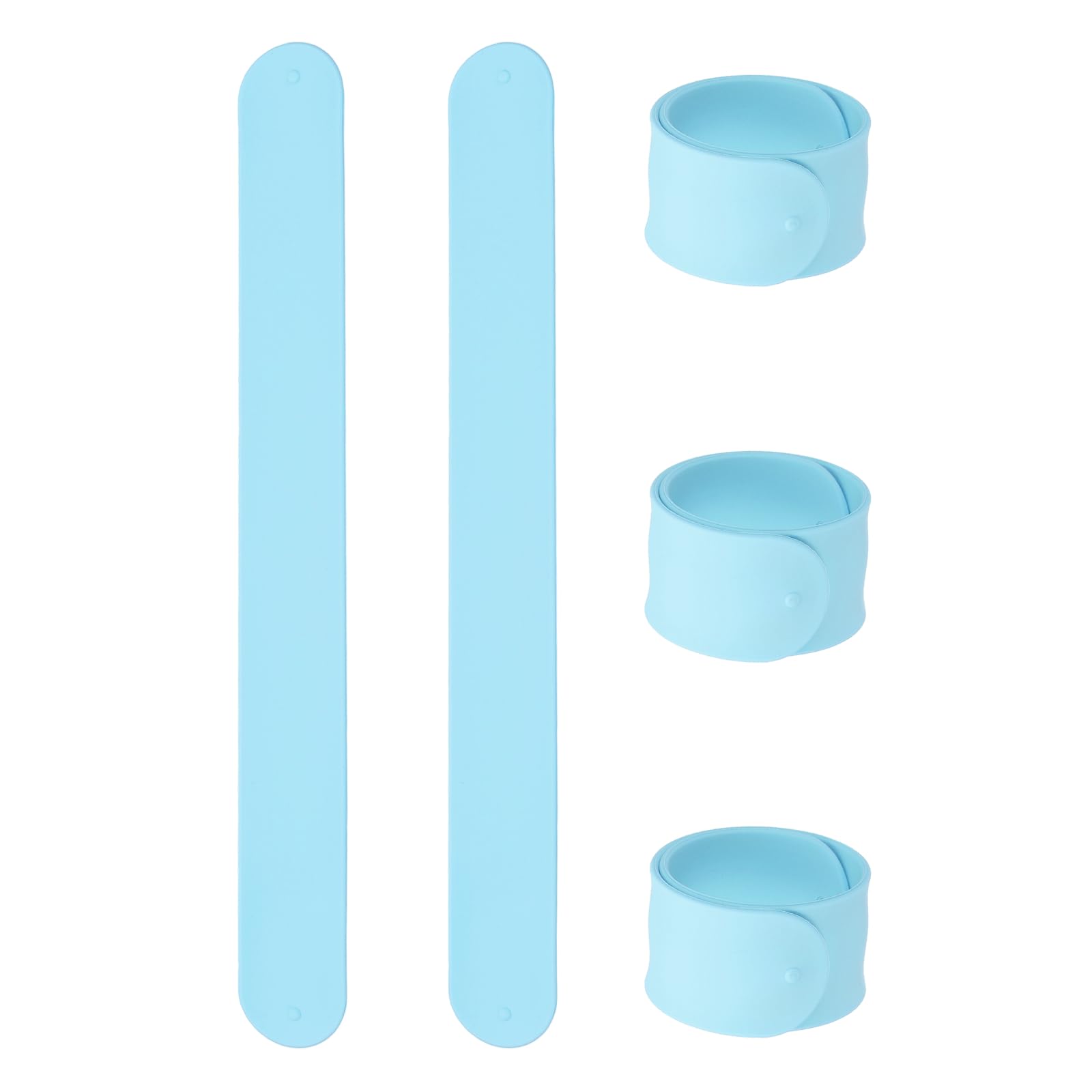 sourcing map 5 Pcs Silicone Slap Bracelets Bulk, Snap Wristbands Bracelets Multicolor Bands Wraps for Party Favors, Classroom Reward, DIY Painting Crafts, Blue — image 1