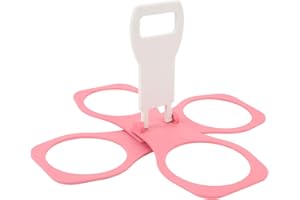 Cup Carrier, Foldable Plastic Cup Holder with Handle Lightweight Reusable Drink Caddy for Hot Cold Drinks (Pink)