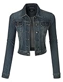 LE3NO Womens Vintage Cropped Denim Jacket Vest with Pockets