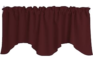 Zen Creative Designs Solid Poplin Scalloped Window Valance Home Décor Bedroom Nursery Kitchen Window (Burgundy)