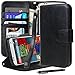 Moto X (2nd Gen) Case, Moto X2 Case, Style4U Premium PU Leather Stand View Wallet Flip Case with ID Credit Card/Cash Slots Motorola 2nd Gen 2014 Release + 1 Stylus and 1 Screen Protector [Black]