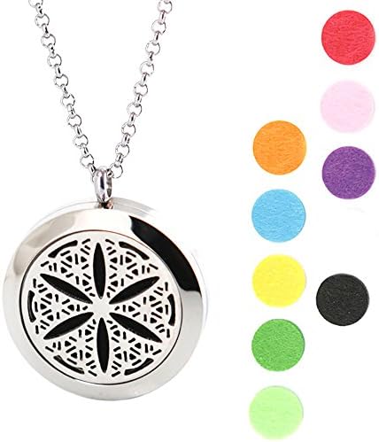 Life Flower 25mm Stainless Steel Premium Aromatherapy Essential Oil Diffuser Locket Necklace Pendant