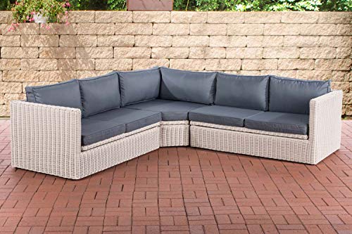 CLP Polyrattan Ecksofa Tibera 5mm I Gartensofa Mit 5 Sitzplätzen I Loungesofa Aus Rundrattan Inkl. Kissen I…