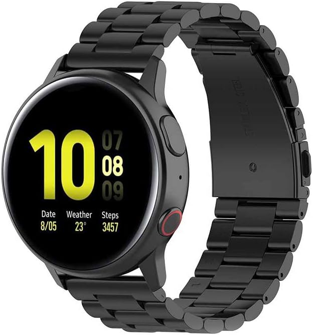 Personal world Galaxy Watch Active 2 40mm Band, Compatible with Galaxy Watch Active 40mm Bands Active2 44mm Band 20mm Solid Stainless Steel Strap for Galaxy Watch Active 1 & 2 SM-R500 (Black)