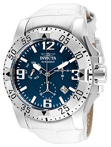 Invicta Men's 'Excursion' Quartz Stainless Steel and Leather Casual Watch, Color:White (Model: 24353)