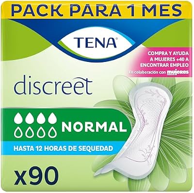 Discreet Normal x90 - Protector Diario para la Incontinencia Femenina - Absorción Normal para Debilidad Media de Vejiga y Pérdidas de Orina -Hasta 12 horas de Sequedad - Paquete Mensual (6x15)