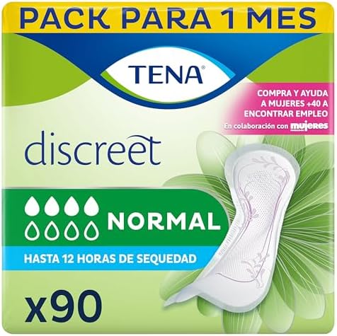 Discreet Normal x90 - Protector Diario para la Incontinencia Femenina - Absorción Normal para Debilidad Media de Vejiga y Pérdidas de Orina -Hasta 12 horas de Sequedad - Paquete Mensual (6x15)