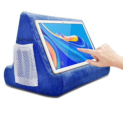 Soft Pad Pillow Stand Holder Tablet Mobile Phone Pillow Lap Stand Multi-Angle Reading Support Pillow Stand Suitable for Tablet Computer Ereader Smart Phone and Books (Blue)