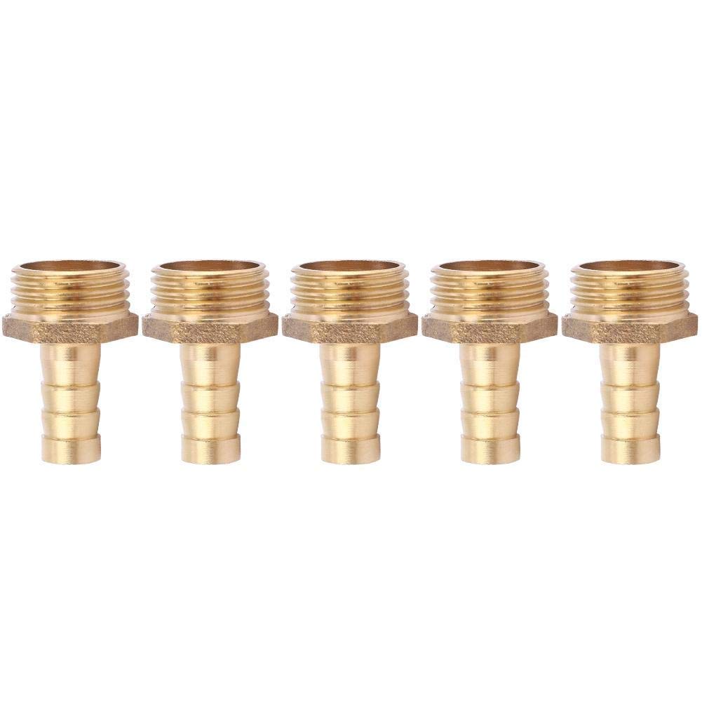 Brass Hose Barb Fitting Connector, 5pcs 10mm Hose Barb Tail Male BSP Connector Brass Fitting Adapter Coupler,tap Adapter for Hose Pipe(PC10-06（3/4）)