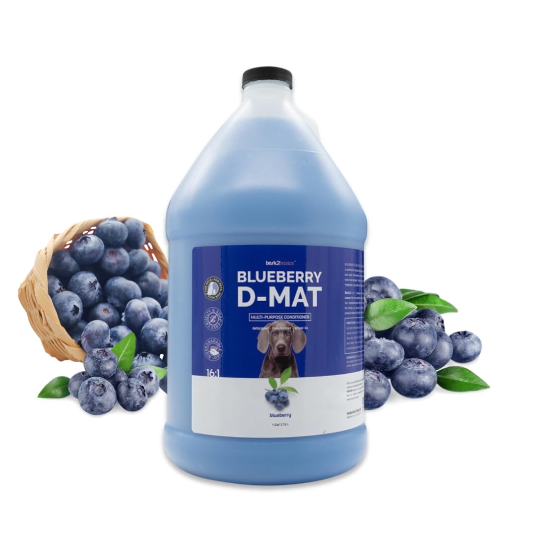 Bark 2 Basics Blueberry D-Mat Dog Conditioner, 1 Gallon, 3.79 Litre - All Natural Ingredients, Multi-Purpose, Static Eliminating, Loosens Tough Mats and Tangles, Aids in Deshedding