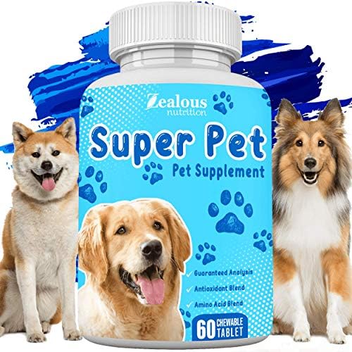 Super Pet Vision Eye Vitamins for Dogs – Hard Pill Chews w/ Cranberries, Bilberry, Amino Acids, Antioxidant Vitamin C & CoQ10 for Canine Ocular Support, Allergies, Dry Eyes, & Circulation – 60 Chews
