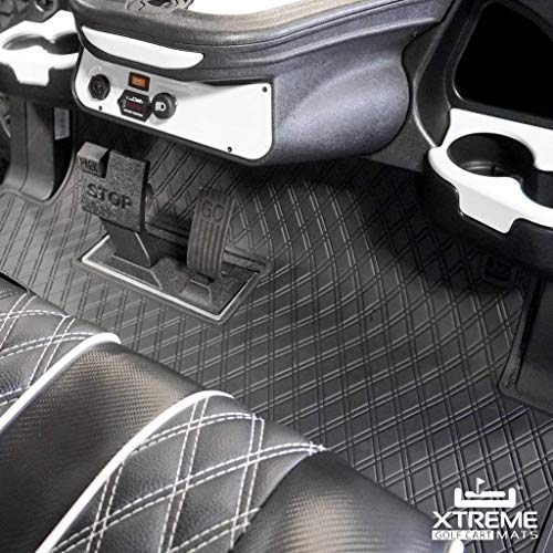Xtreme Mats Full Coverage Golf Cart Floor Liner Mat W/Color Options- Fits Club Car Models Precedent (2004-2020)/Onward & Tempo (2017-2020) - Black with Black Trim