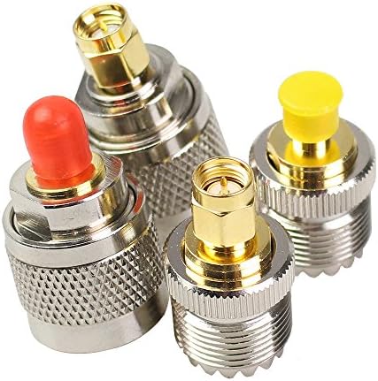 PL259 to SMA RF Connectors Kit 4 Type Set SMA to UHF PL259 SO239 SMA Jack/Plug to UHF Nickel Gold Plated Test Converter (4pcs-Pack)
