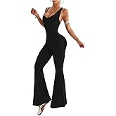 Verdusa Women's Cheetah Print Yoga Jumpsuit Criss Cross Backless Sleeveless Workout Clothes Flared Pants Rompers