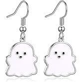 Halloween Ghost Earrings for Women – Spooky Cute 14K Gold Plated Dangle Jewelry, Fun Halloween Accessories Gifts