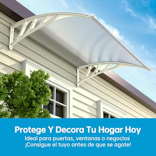 SEXYBIRDS Marquesina para Ventana Exterior, Marquesinas Exterior para Puertas y Ventanas, Tejadillo de Exterior 90 * 100cm, Toldo para Ventana, Toldo de Lluvia para Ventana con Placa de Policarbonato