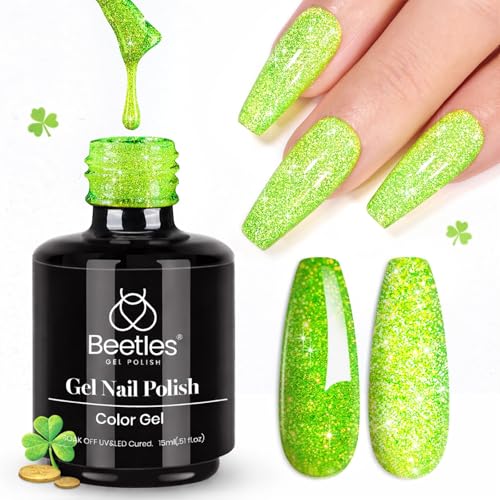 Beetles Green Glitter Gel Nail Polish