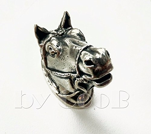 CooB - by Finger Guard & Knives Knife Pommel Bolster Silver/Bronze for Custom Handle Knife Making + Branded Lucky Dice Bead for KNIFE LANYARD, PARACORD BRACELETS in GIFT! (HORSE)