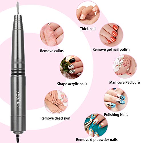 YESMET Nail Drill, Portable Electric Nail File, Professional Efile for Acrylic, Gel Nails, Manicure Pedicure Polishing Shape Tools with 11Pcs Nail Drill Bits and 56 Sanding Bands for Home Salon