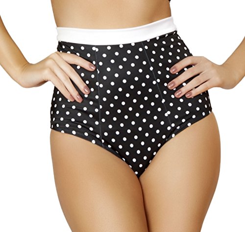 Roma Costume Women's Pinup Style High-Waisted Banded Shorts, Black/White, Small/Medium