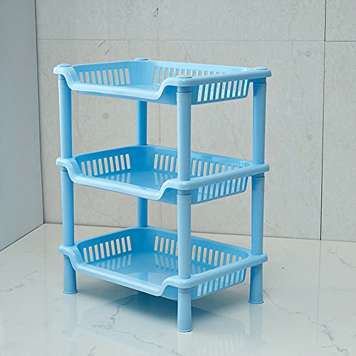 YIUHART Plastic Small Storage Shelves Plastic Basket Square 3 Layers