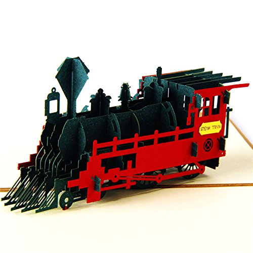 HUNGER Handmade 3D Pop Up Train Birthday Cards Creative Greeting Cards Papercraft (Q513201)