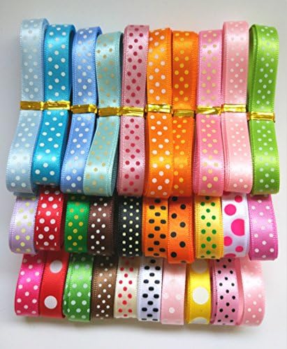 10yards 3/8"9mm random dots pattern printed satin Ribbon,1Y/style