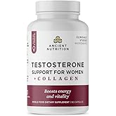 Ancient Nutrition Testosterone Support + Collagen Supplement, Hydrolyzed Collagen Peptides, Key Clinically Studied Superfoods Support Female Hormone Balance & Healthy Testosterone Levels, 90 Capsules