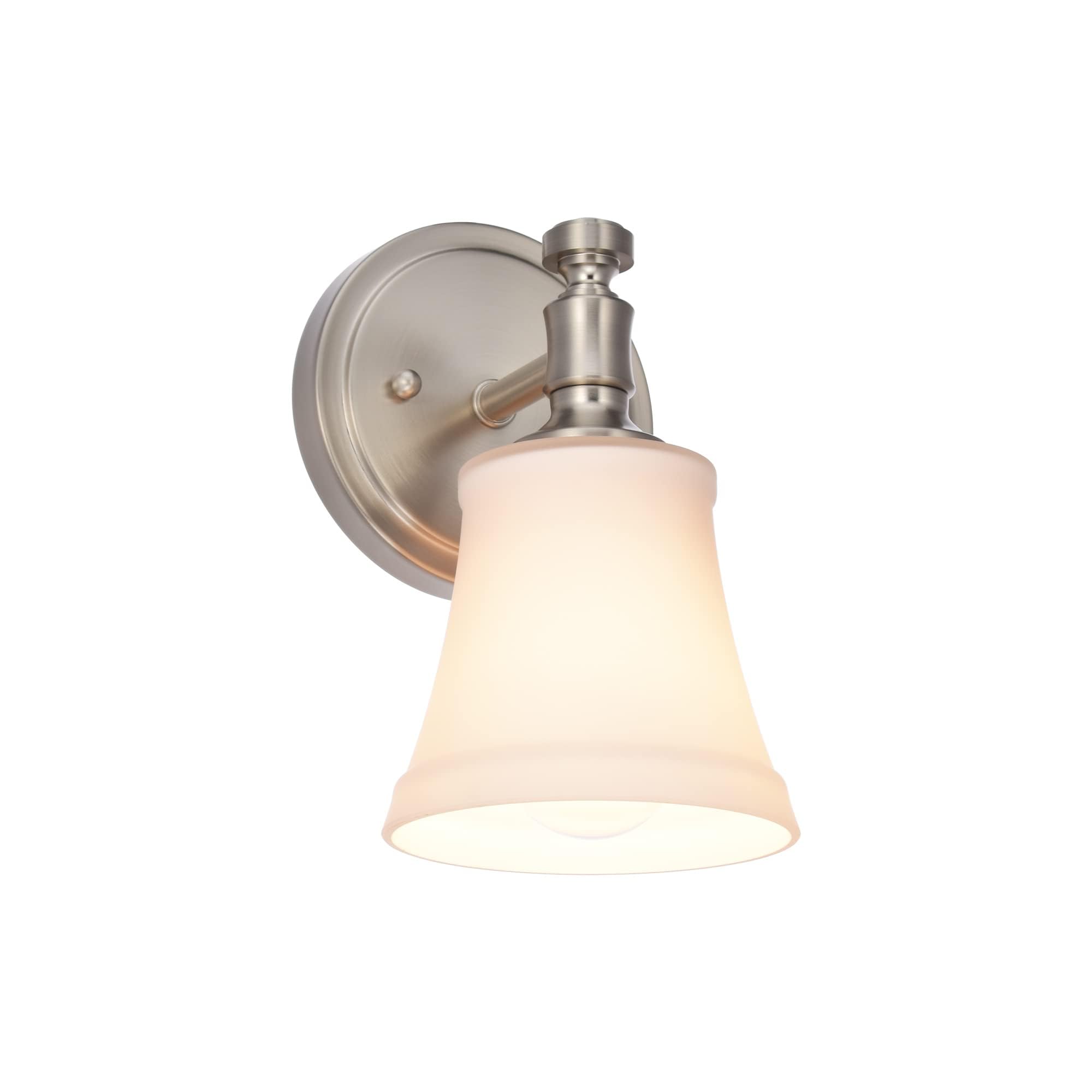 Photo 1 of Hanaloa Wall Sconces, Traditional Brushed Nickel 1 Light Sconce, Wall Light with Opal Glass Shade