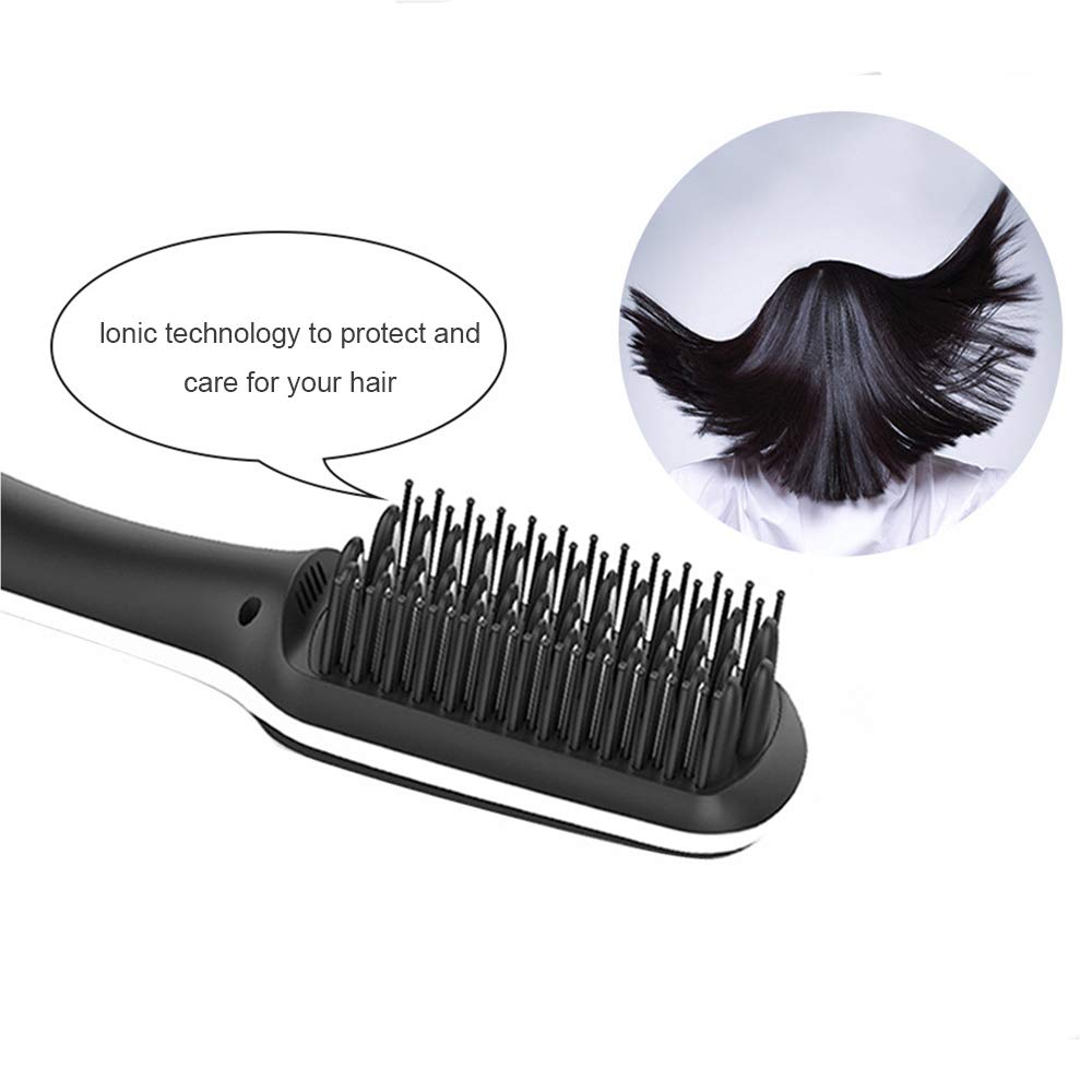 Beard Straightener Hair Straightener Brush -VIPpro Hair Straightening Comb,Auto Temperature Lock,Negative ions Anti,Professional Hair Straightening Brush for Women and Men, For Home and Travel