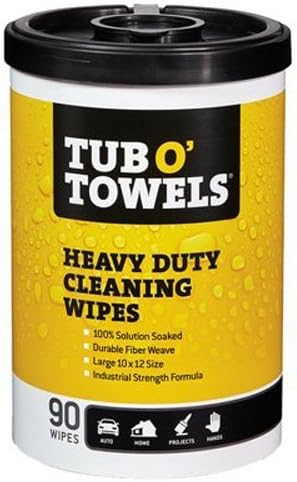 Tub O Towels Heavy-Duty 10" x 12" Size Multi-Surface Cleaning Wipes, 90 Count Per Canister