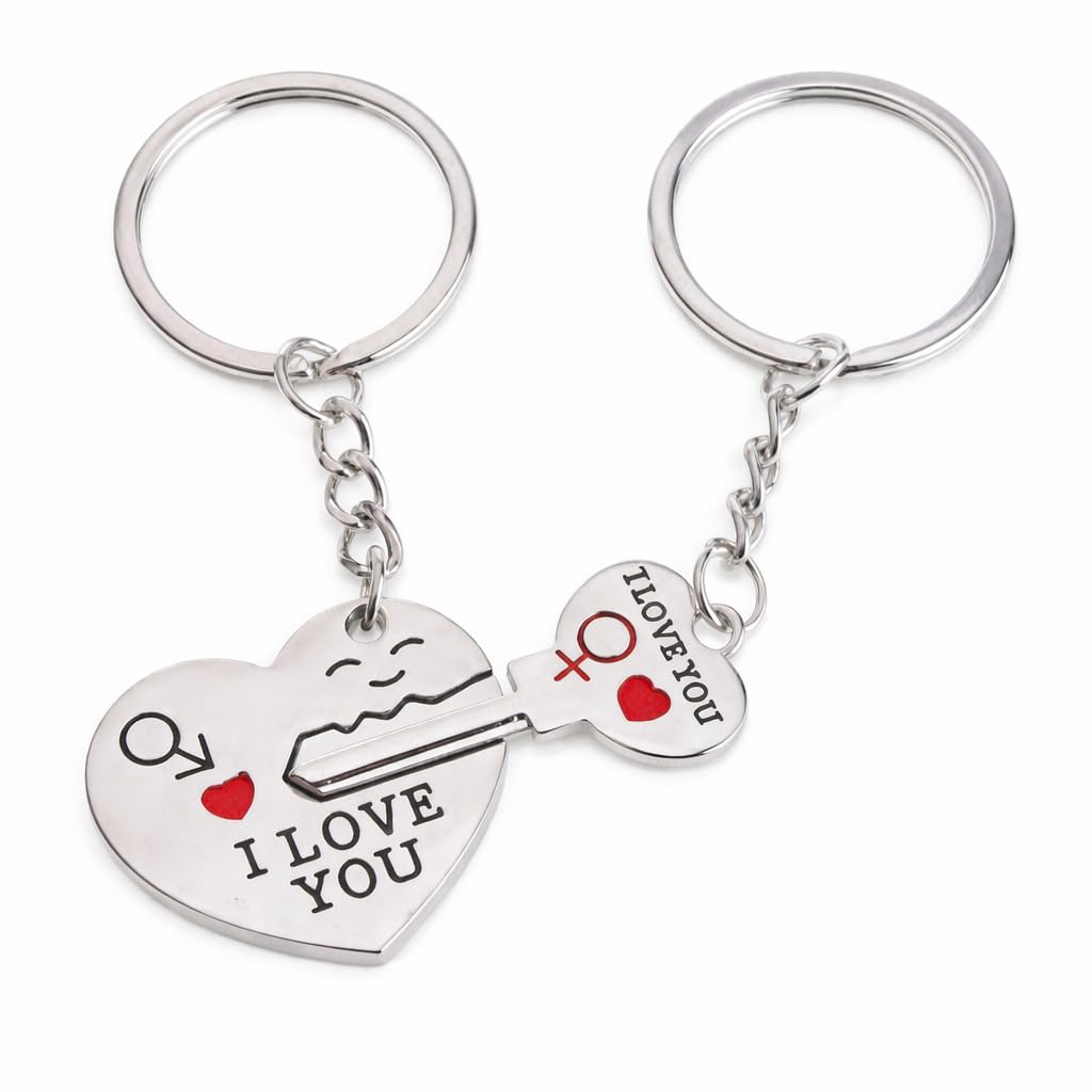 Promotech I Love You Couples Keyring Set – Romantic Metal Keychains for Him & Her, Gift for Couples and Lovers