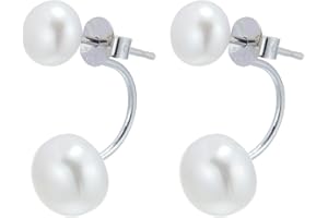 HUGE TOMATO AAA Real Pearl Earring Jackets Double Pearl Drop Earrings with Silver and 18K Gold Plated Clasps Special Earrings for Gift