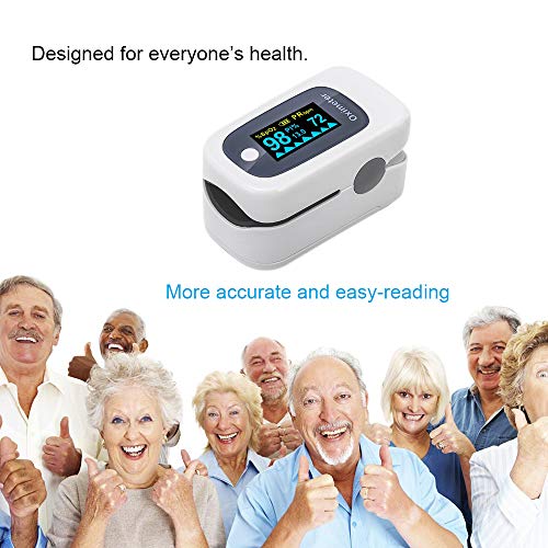 Oxygen Saturation Monitor, Wrinery Premium Fingertip Pulse Oximeter, Oxygen Monitor, O2 Saturation Monitor, OLED Portable Oximetry with Batteries and Lanyard Included, White - Thumbnail 7
