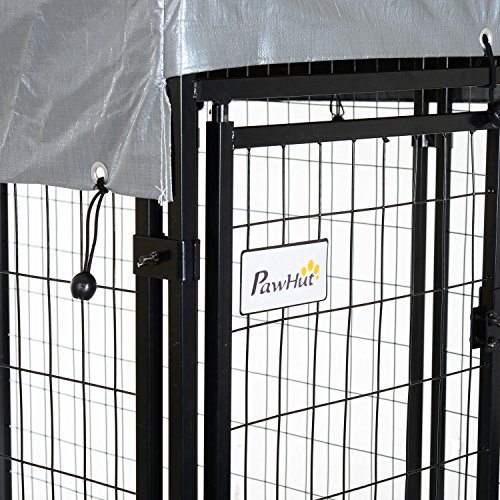 PawHut 8' x 4' x 6' Large Outdoor Dog Kennel Steel Fence with UV