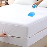 Mattress Protector Twin Size 100% Waterproof Zippered Cover, 15 Inches Deep, Six-Sided Mattress Encasement for Bed, Zipper Cl