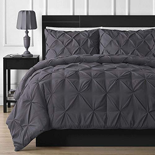 Amaze Comfort 1PC Pinch Duvet Cover/Quilt Cover Set Zipper Closure Hotel Quality New 600 TC, 100% Egyptian Cotton Soft, Hypoallergenic (Emperor 94 X 118 Inch, Dark Grey)