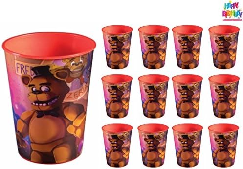 Five Nights at Freddy's Party Favor Cups Supplies - 12 Count 16 oz. Reusable Cups - 1 HeyDays Happy Birthday Tattoo